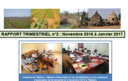 RAPPORT TRIMESTRIEL n°2 : Novembre 2016 à Janvier 2017