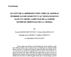LE SUIVI DE LA REPRODUCTION CHEZ LE MOINEAU HYBRIDE PASSER DOMESTICUS x P. HISPANIOLENSIS