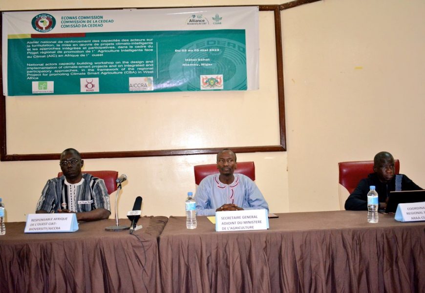 Ouverture des travaux de l’atelier national de renforcement des capacités des acteurs sur la formulation, la mise en œuvre de projets climato-intelligents et les approches intégrées et participatives, dans le cadre du Projet régional de promotion de l´Agriculture Intelligente face au Climat (AIC) en Afrique de l´ ouest.