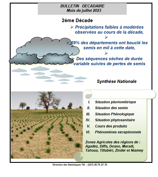 Bulletin décadaire mois de juillet 2023 deuxième décade