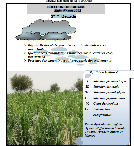 Bulletin décadaire du mois d’Août 2023