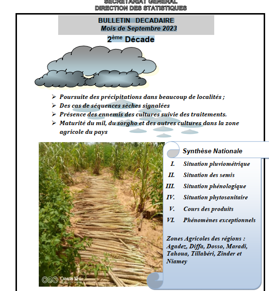 BULLETIN DÉCADAIRE Mois de Septembre 2023 2ème Décade