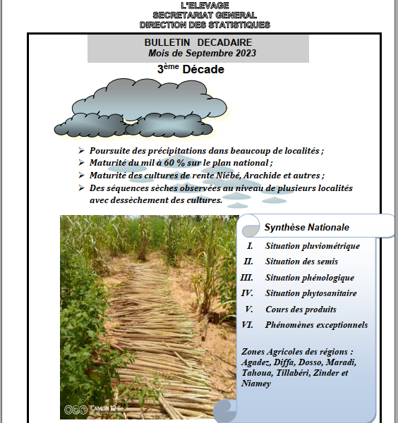 BULLETIN décadaire Mois de Septembre 2023 3ème Décade