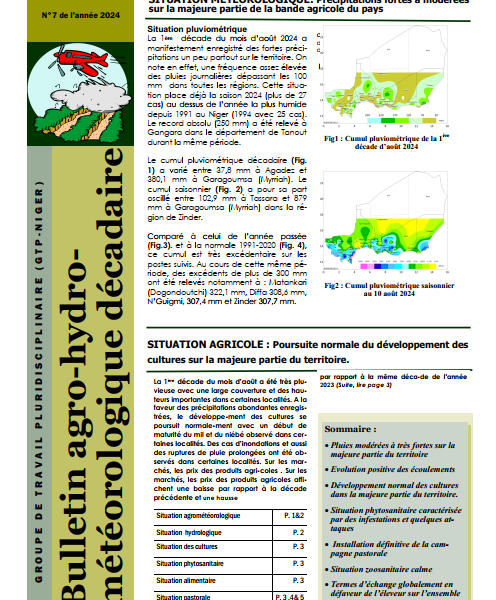 Bulletin Agro-Hydro-Meteologique Août 2024