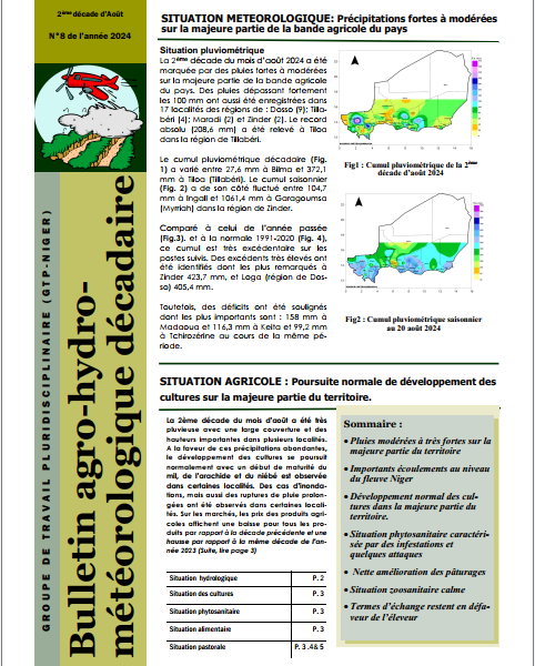 Bulletin Agro-Hydro-Méteologique 2ème décade Août 2024